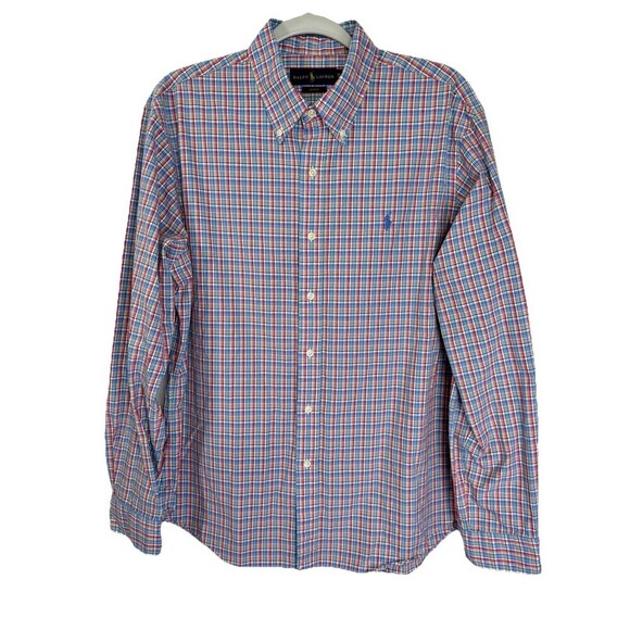 Ralph Lauren Button Down Shirt Mens XL Slim Fit Multicolor Pony Logo Long Sleeve - Picture 2 of 8